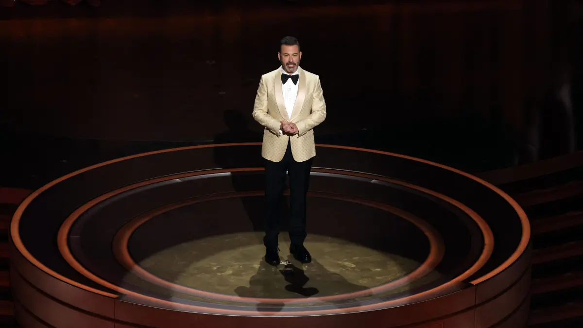HOLLYWOOD, CALIFORNIA - MARCH 10: Host Jimmy Kimmel speaks onstage during the 96th Annual Academy Awards at Dolby Theatre on March 10, 2024 in Hollywood, California. Kevin Winter/Getty Images/AFP (Photo by KEVIN WINTER / GETTY IMAGES NORTH AMERICA / Getty Images via AFP)