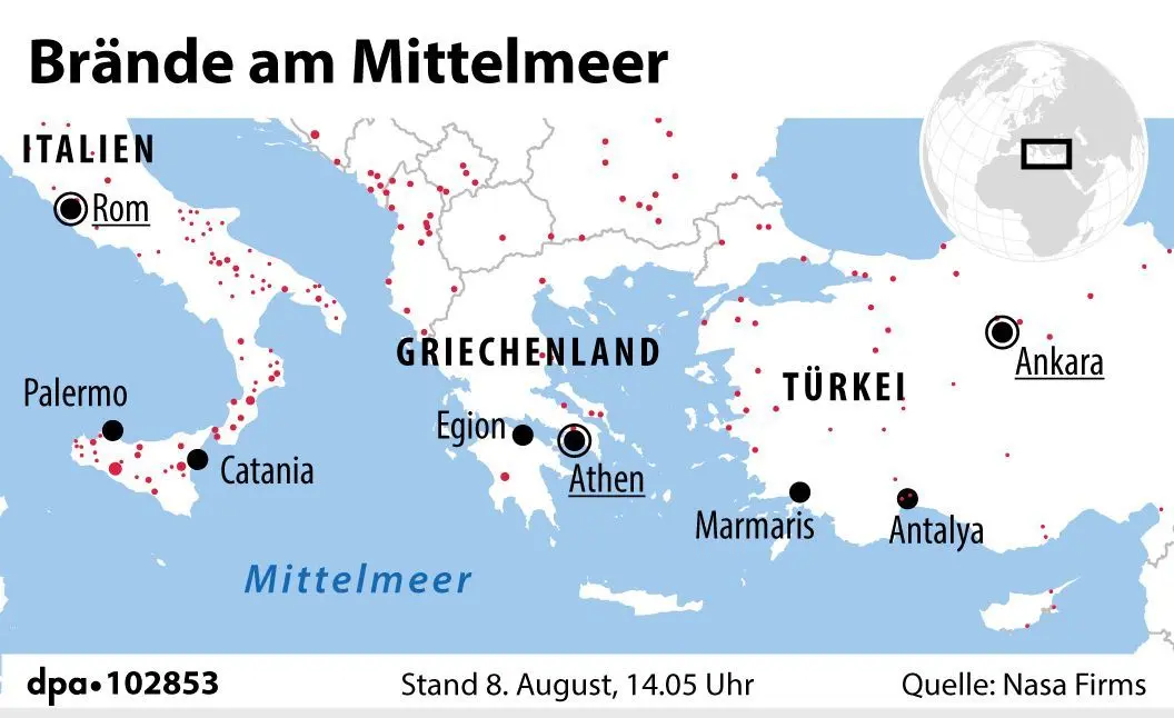 Wo in Italien gibt es Waldbrände? Karte gibt Überblick.