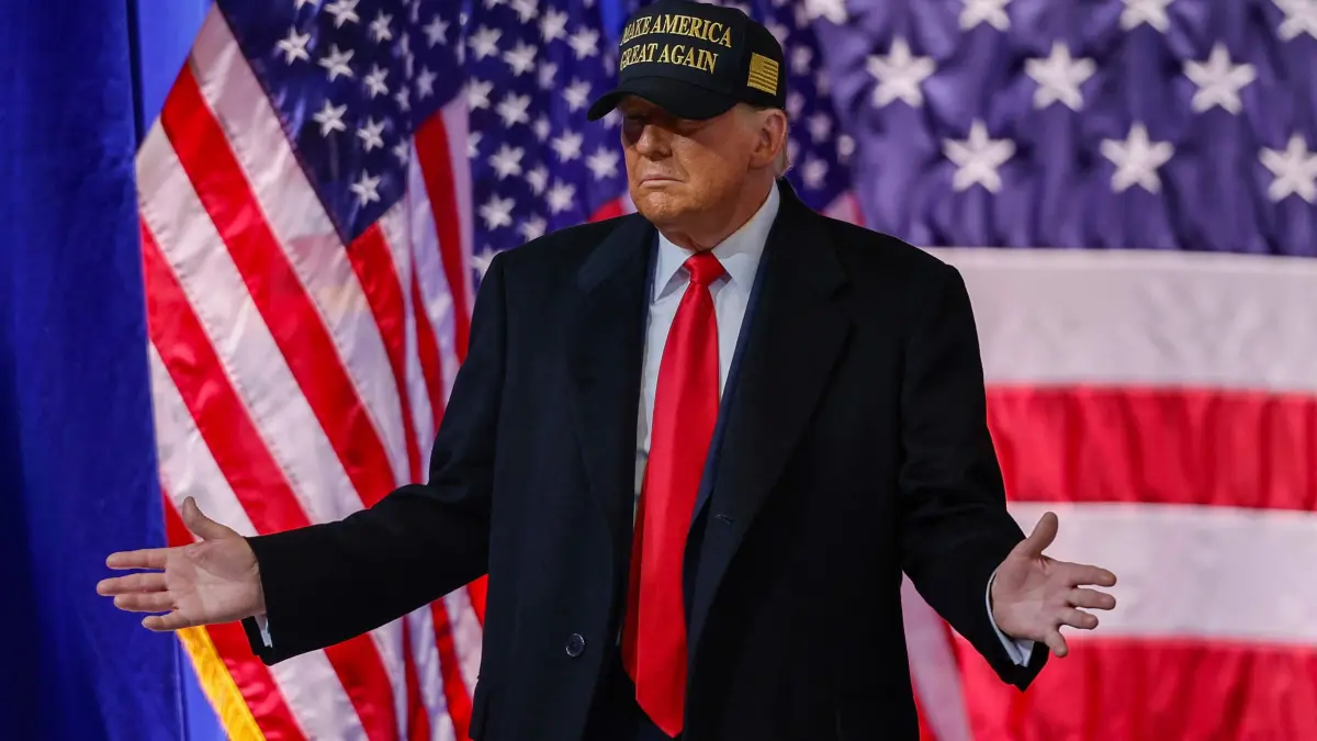 Republican Presidential Nominee Donald Trump Campaigns In Macon, Georgia: MACON, GEORGIA - NOVEMBER 03: Republican presidential nominee, former President Donald Trump greets the crowd during a campaign rally at the Atrium Health Amphitheater on November 03, 2024 in Macon, Georgia. With only two days until the election, Trump is campaigning for re-election on Sunday in the battleground states of Pennsylvania, North Carolina and Georgia. Chip Somodevilla/Getty Images/AFP (Photo by CHIP SOMODEVILLA / GETTY IMAGES NORTH AMERICA / Getty Images via AFP)