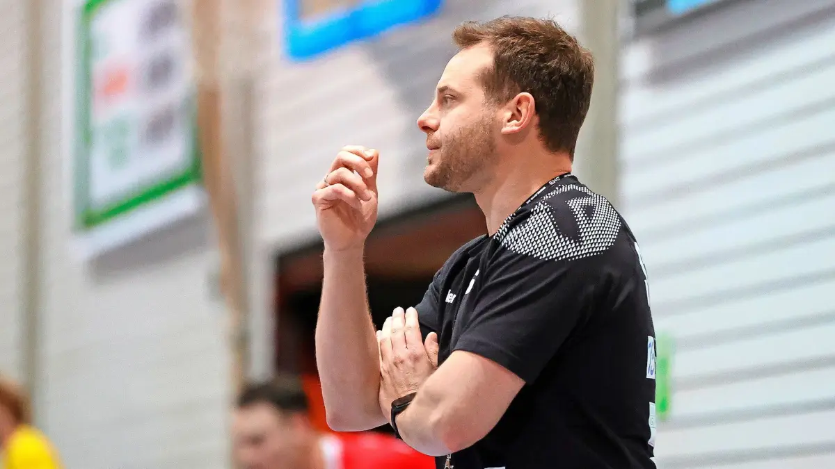 BAU // 11.01.2025, Deutschland, Leonberg, Handball DOberliga Saison 2024/2025,
SV Leonberg/Eltingen vs. SG Schozach-Bottwartal, SG Trainer Timo Stauch