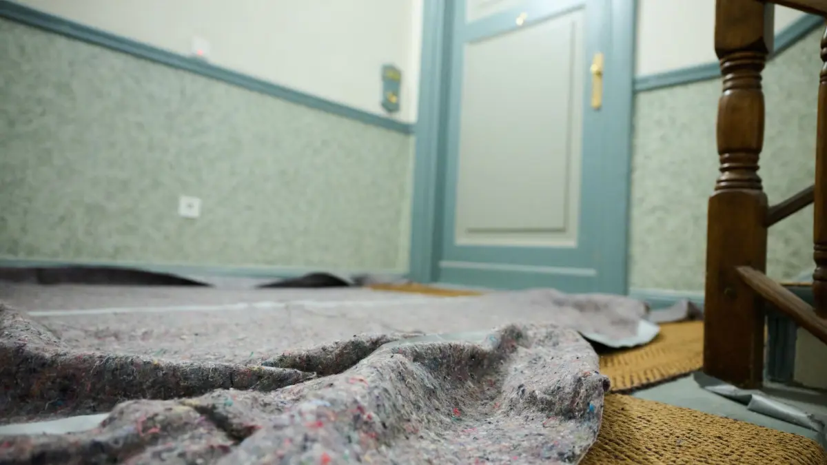 Mietpreisbremse: 11.07.2025, Berlin: Vor einer Wohnung in einem Altbau in Prenzlauer Berg liegt zum Schutz ein Malervlies auf dem Flur, weil die Wohnung renoviert wird. Die vom Bundestag beschlossene Verlängerung der Mietpreisbremse reicht aus Sicht von Bundesjustizministerin Hubig (SPD) nicht aus, um Mieter vor überhöhten Forderungen zu schützen. Foto: Annette Riedl/dpa +++ dpa-Bildfunk +++