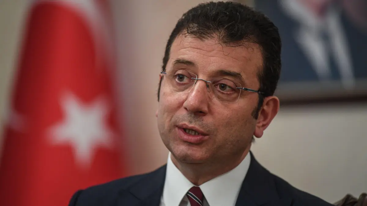 (FILES) Mayor of Istanbul metropolitan municipality Ekrem Imamoglu speaks during an interview to AFP on April 2, 2020 in Istanbul, amid the spread of the epidemic COVID-19 coronavirus. Turkish prosecutors on November 11, 2025, charged Istanbul's jailed mayor Ekrem Imamoglu with 142 offences that could carry a penalty of hundreds of year in prison, court documents showed. (Photo by Ozan KOSE / AFP)