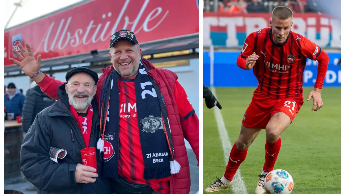 Hermann Beck (rechts) und Volker Beck (mitte), Fußballer Adrian Beck, FC Heidenheim