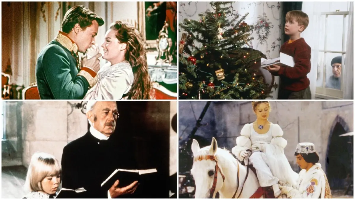 Weihnachtsfilmklassiker, die in keinem Jahr fehlen dürfen. "Sissi", "Kevin - Allein zu Haus", "Der kleine Lord" und "Drei Haselnüsse für Aschenbrödel".