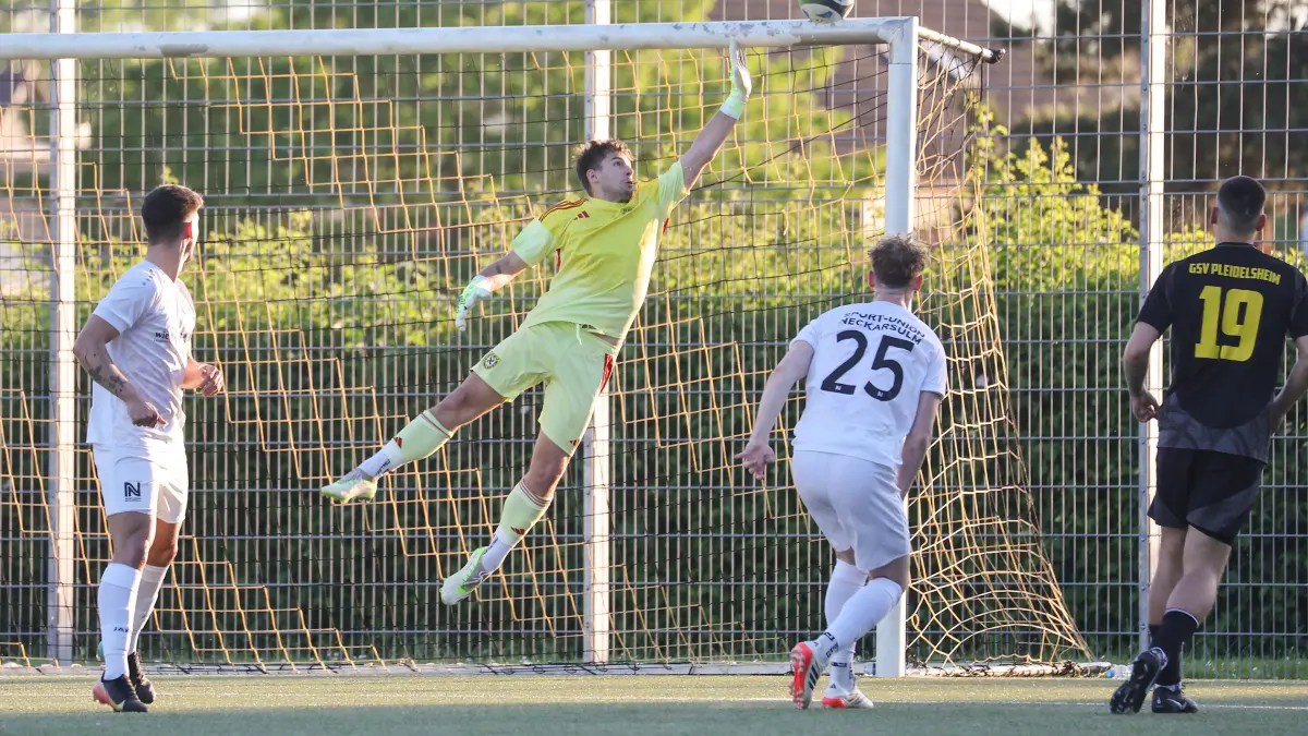 Fußball GSV Pleidelsheim vs. Sport-Union Neckarsulm : BAU // 22.05.2026, Deutschland, Pleidelsheim Fußball GSV Pleidelsheim vs. Sport-Union Neckarsulm, Domenik Lück (Pleidelsheim, im Tor)