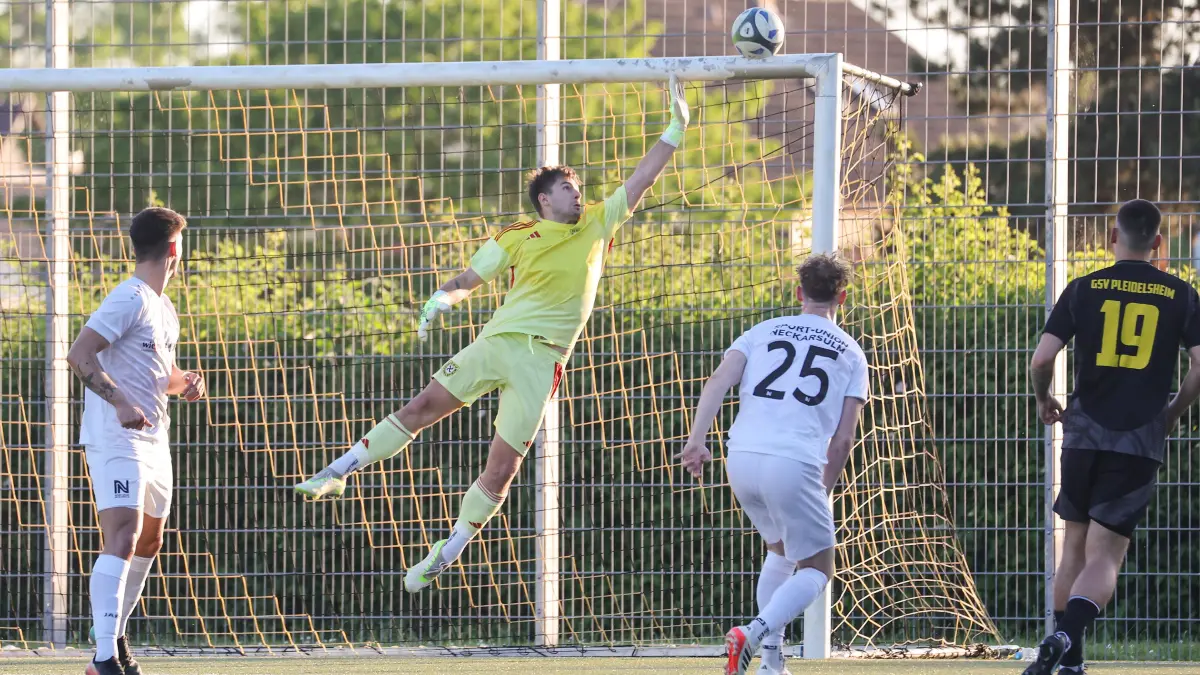 Fußball GSV Pleidelsheim vs. Sport-Union Neckarsulm : BAU // 22.05.2026, Deutschland, Pleidelsheim Fußball GSV Pleidelsheim vs. Sport-Union Neckarsulm, Domenik Lück (Pleidelsheim, im Tor)