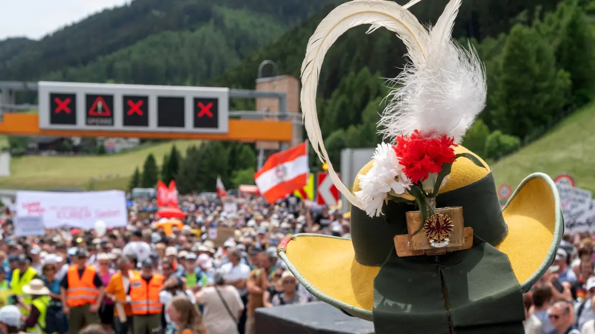 People demonstrate near the A13 Brenner Highway in the direction of Italy during the blockade of the Brenner Base Tunnel and a demonstration against transit traffic on May 30, 2026, on the Tyrolean Brenner Highway. A protest in Austria on May 30 against noise and pollution is set to close one of Europe's most important highways connecting Germany and Italy, potentially causing major traffic disruptions.
Communities in Austria's western Tyrol province have long complained about traffic, especially trucks passing over the Brenner Pass and through the province. (Photo by Joe Klamar / AFP)