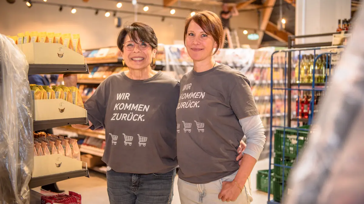 Rudersberg, Edeka, Lämmle, Wirtschaft, Supermarkt, Renate Lämmle (links) und Tochter Karen Lämmle.