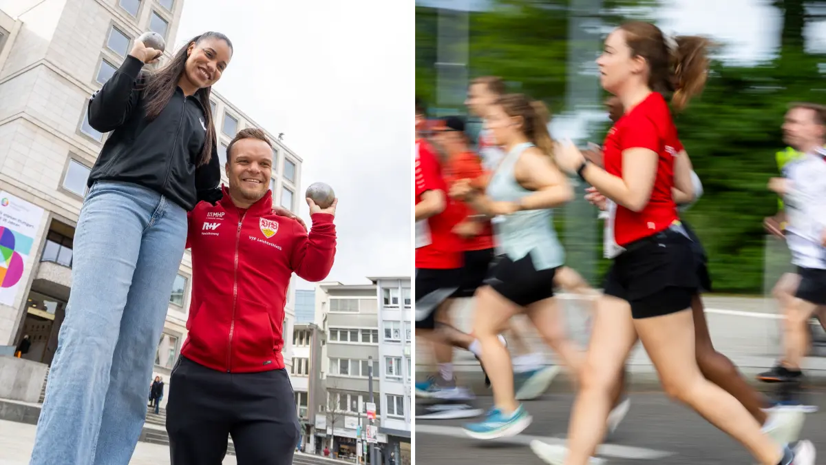 Beim Festival, das unter anderem Wettbewerbe im Kugelstoßen und Läufe umfasst, sind Top-Athlethen wie Olympiasiegerin Yemisi Mabry (li.) und Weltmeister Niko Kappel dabei.