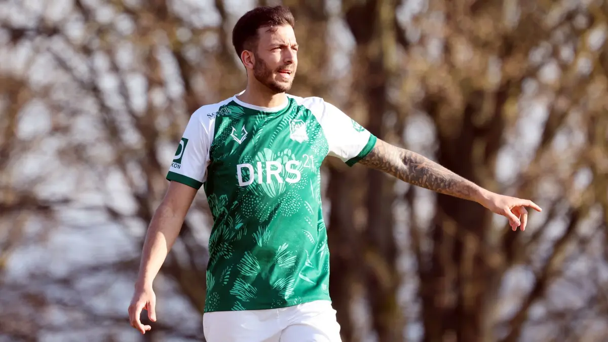 Deutschland, Köngen, 09.03.2025, Fussball, Amateure, TSV Köngen - 1. FC Eislingen: Nr.23 Domenic Brück (TSV Köngen). Foto: Pressefoto Rudel/Robin Rudel