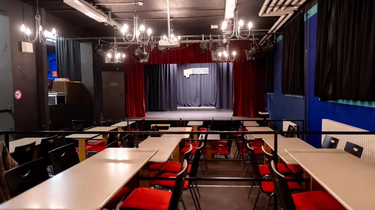 Der Theaterraum ganz leer,
BBKZ, Treffen mit Ekuthek Machern zum aktuellen Stand, Besuch vor Ort, 10.01.2025
Foto: Eibner-Pressefoto/Andreas Ulmer