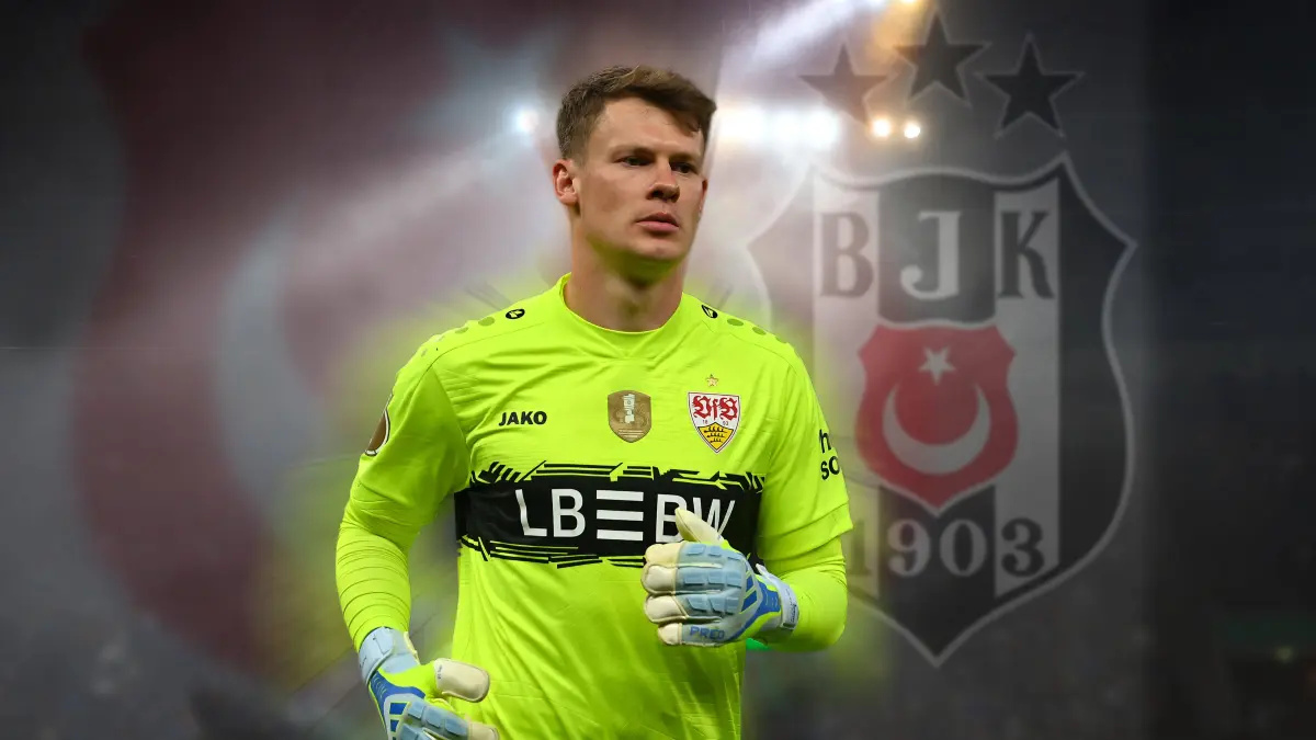 Torwart Alexander NUEBEL (VFB Stuttgart), wechselt offenbar auf Leihbasis zum tuerkischen Verein Besiktas Istanbul: ACHTUNG FOTOMONTAGE Torwart Alexander NUEBEL VFB Stuttgart, wechselt offenbar auf Leihbasis zum tuerkischen Verein Besiktas Istanbul. ARCHIVFOTO, Aktion,Einzelbild,angeschnittenes Einzelmotiv,Halbfigur,halbe Figur. *** ATTENTION