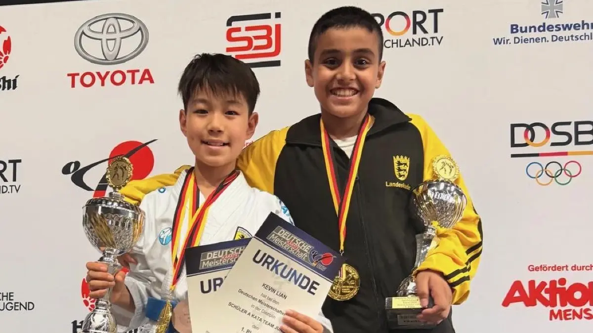 Kevin ... und Ahmed... von der Karateabteilung der SV Böblingen sind deutsche Meister der Schüler.