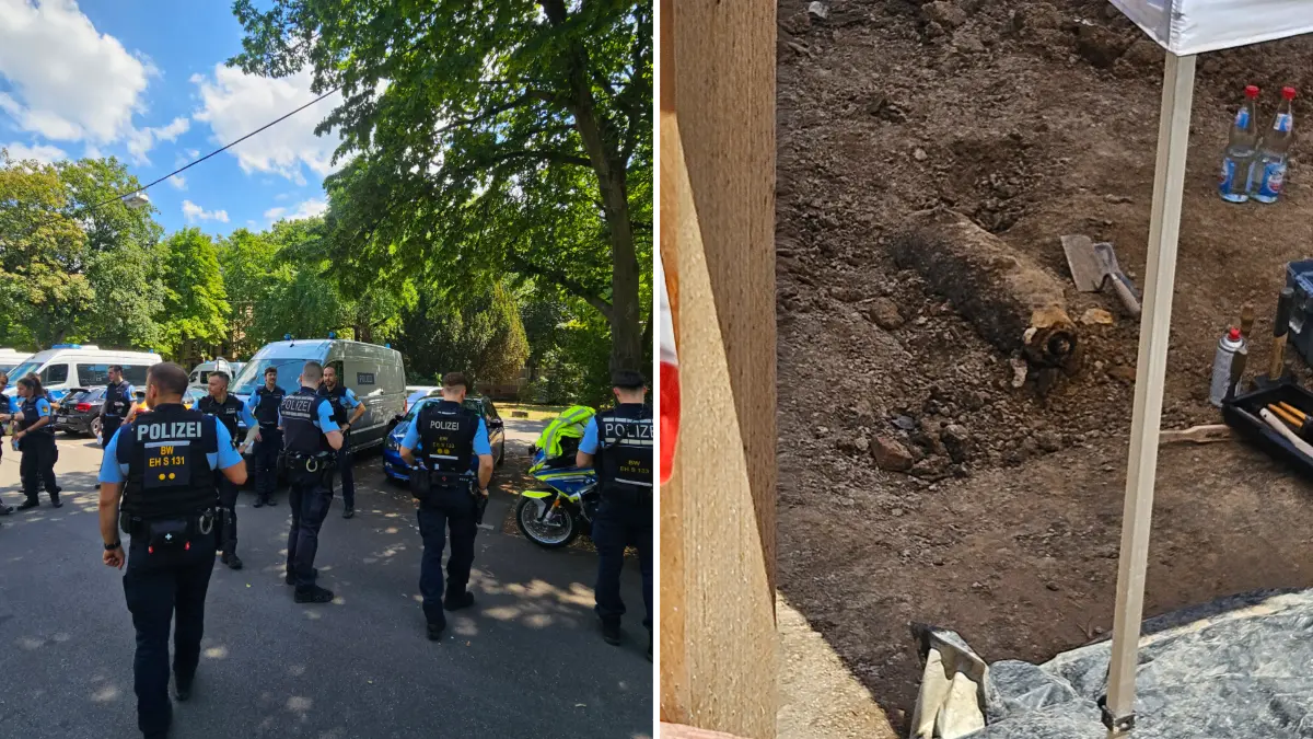 Die Polizei ist mit zahlreichen Kräften vor Ort und evakuiert für die Entschärfung.