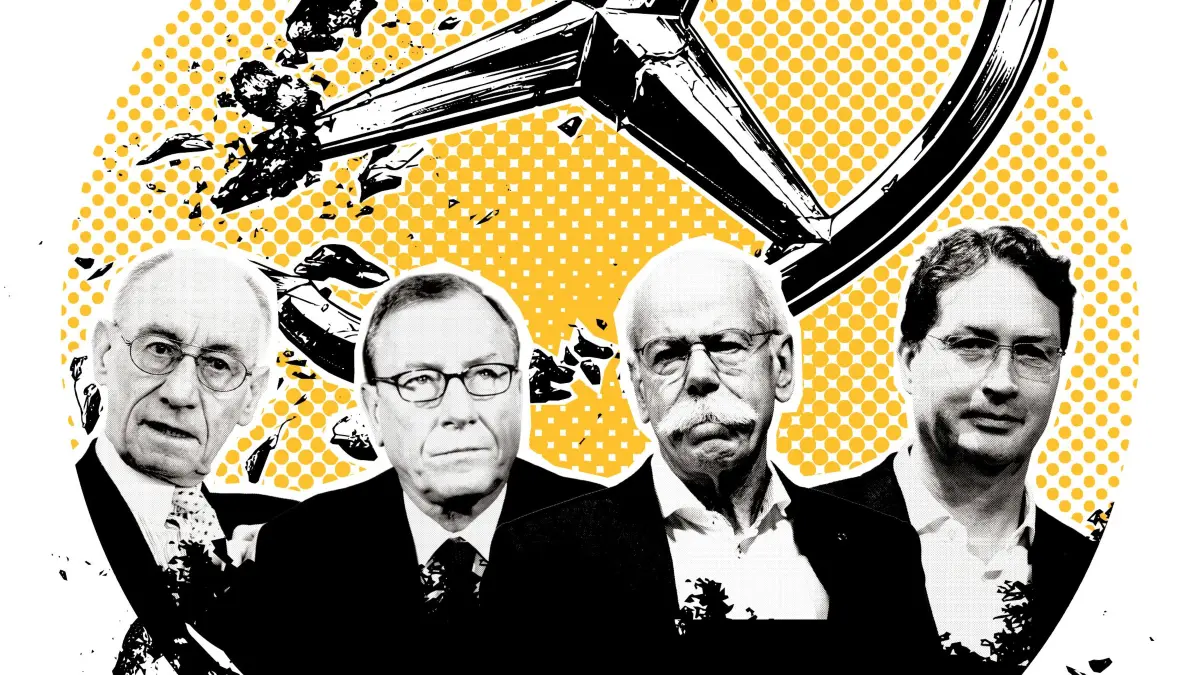 Verfolgten große Strategien und Visionen: Die früheren Daimler-Chefs Edzard Reuter, Jürgen Schrempp, Dieter Zetsche und ihr Nachfolger Ola Källenius (v.li.)