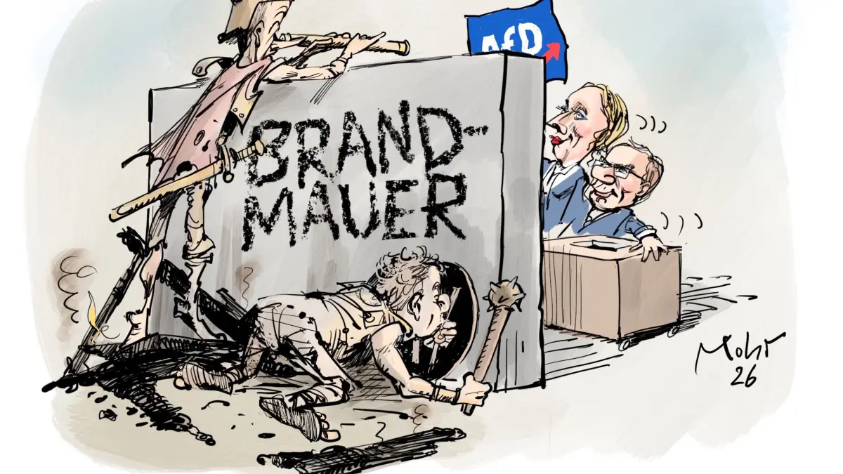 Karikatur zur Brandmauer vom 5. Juli 2026