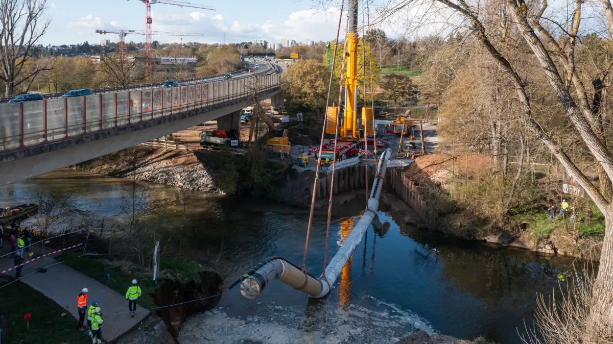 Dücker Verlegung in Waiblingen Gastransportleitung „SEL“ (Süddeutsche Erdgasleitung)