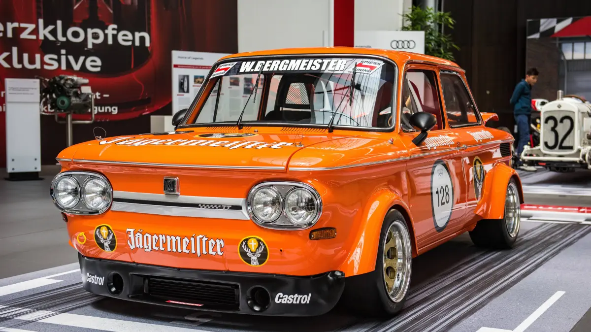 Neckarsulm, 160615 , Audi Forum Necharsulm , Motorsportausstellung Home of Legends vom 10.06.16 - 23.07.16 Im Bild: NSU Prinz 1300 TT , 1975 , 120Ps
Neckarsulm 160615 Audi Forum Motorsport exhibition Home of Legends of 10 06 16 23 07 16 in Picture NSU Prinz 1300 TT 1975