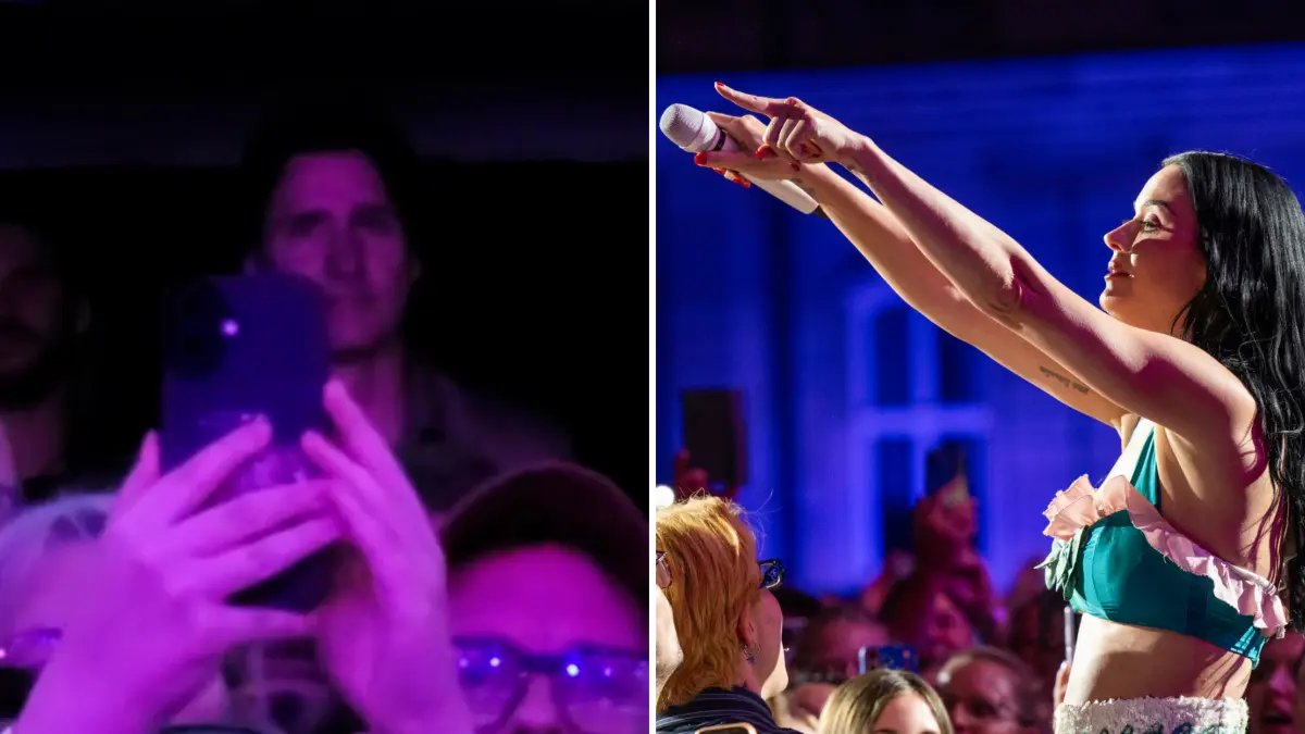 Katy Perry sendet Liebesbotschaften - ihr Partner Justin Trudeau lauscht gut versteckt.