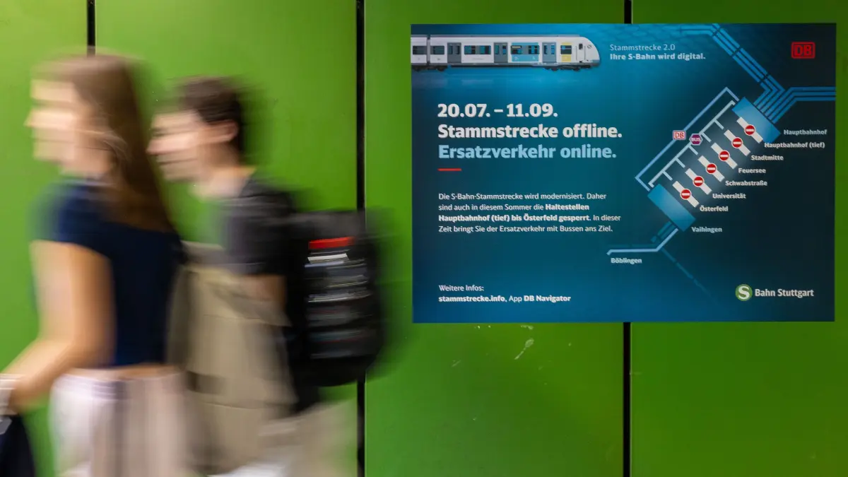 Sperrung der Stammstrecke: Die Stuttgarter S-Bahn Stammstrecke wird ab Montag für 6 Wochen wegen Bauarbeiten gesperrt.