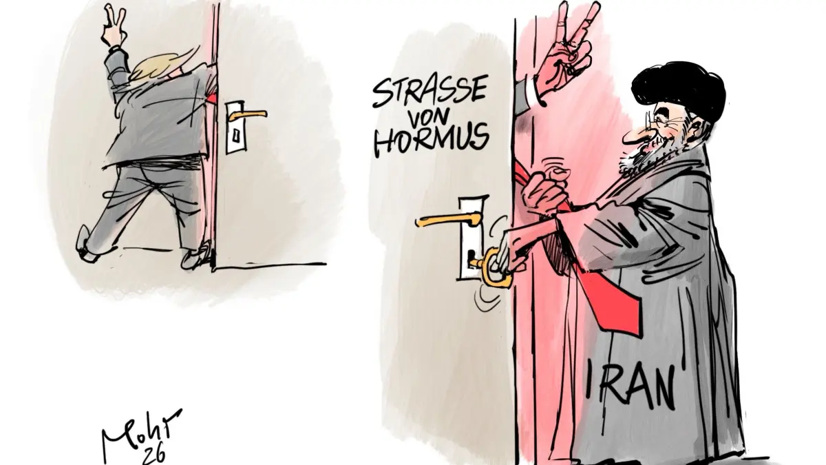 Karikatur: In der Klemme/Straße von Hormus
