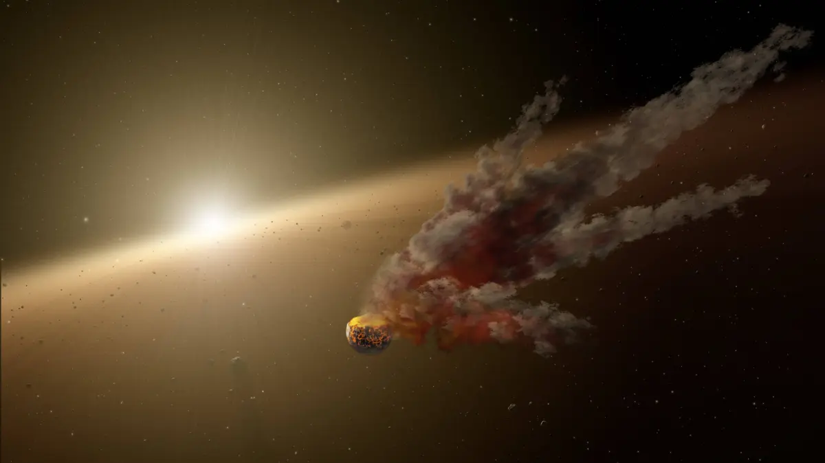 Ein kosmisches Objekt, größer als ein Asteroid, bahnt sich seinen Weg durch das Universum.
