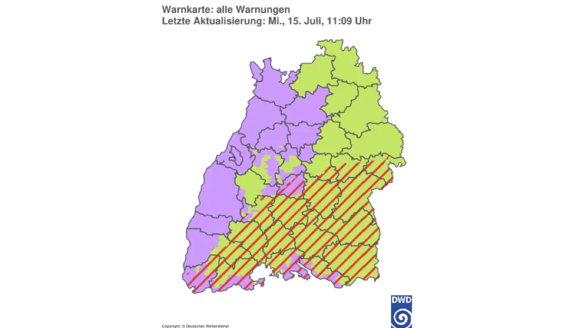 Für die rot markierten Landkreise gilt eine Vorabwarnung.