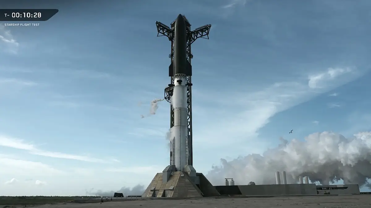 New Starship mega-rocket test flight, the first since SpaceX went public: This screen grab from a SpaceX live webcast shows SpaceX's Starship rocket ten minutes before its scheduled launch from Starbase during the 13th test flight in South Padre Island, Texas, on July 16, 2026. SpaceX was set for a test launch of its powerful Starship rocket on July 16, the first since the company went public last month. The mammoth rocket was scheduled for blast off from the company's Starbase facility in southern Texas during a 90-minute window that opened at 5:45 pm local time (2245 GMT), before being aborted. This would have been Starship's 13th flight overall. (Photo by SPACEX / AFP) / RESTRICTED TO EDITORIAL USE - MANDATORY CREDIT "AFP PHOTO / HANDOUT / SPACEX" - NO MARKETING NO ADVERTISING CAMPAIGNS - DISTRIBUTED AS A SERVICE TO CLIENTS