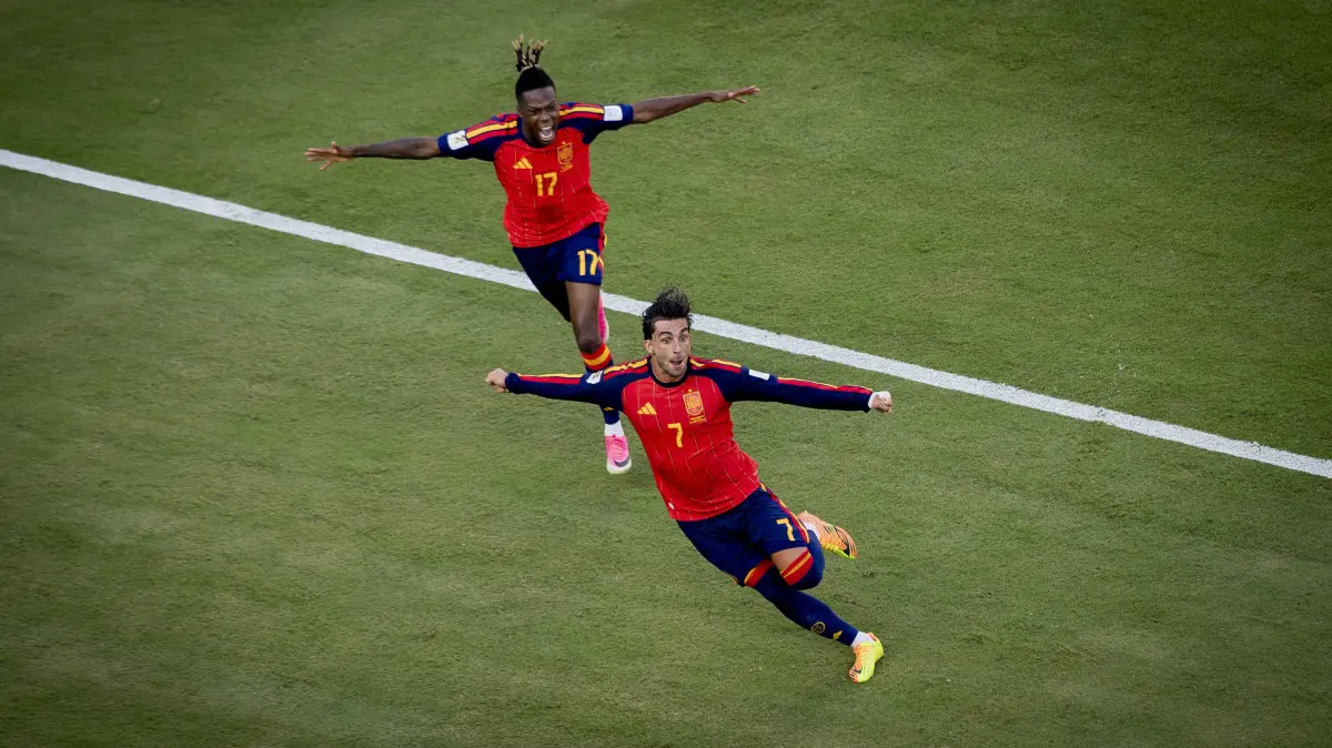 New York, USA 19th Jul 2026. Goal celebration: Ferran Torres ESP Nico Williams ESP Spain - Argentina World Cup Final Spanien - Argentinien 19.07.2026 *** New York, USA, July 19, 2026 Goal celebration Ferran Torres ESP Nico Williams ESP Spain vs. Argentina World Cup Final Spain vs. Argentina July 19, 2026