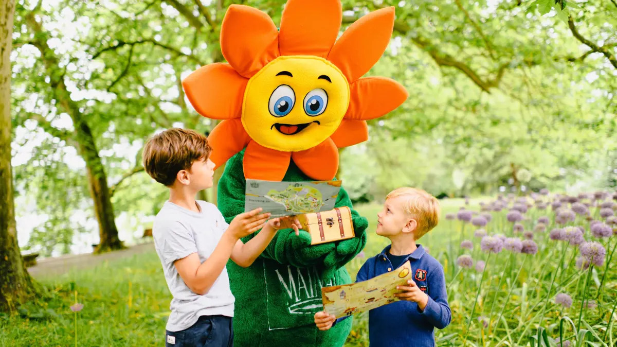 Verwendungszweck: Nutzung nur mit schriftlicher Einwilligung durch die Mainau GmbH (z.B. Pressereferat, www.mainau.de); BU: Kinderschatzsuche auf der Insel Mainau; Copyright: Insel Mainau/Bjørn Jansen