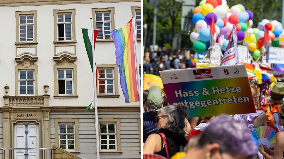 Die Regenbogenflagge vor dem Ludwigsburg Rathaus, sei ein wichtiges Signal, so der Verein Lisbert.