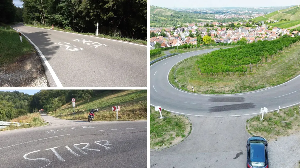 An verschiedenen Stellen im Rems-Murr-Kreis sind auf bei Motorradfahrern beliebten Strecken Hassparolen auf die Straße geschmiert worden. Die meisten sind von den Straßenmeistereien rasch beseitigt worden.