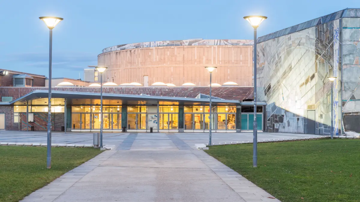 Stuttgart, Liederhalle, Stuttgart, Germany - January 10, 2014: The Liederhalle in Stuttgart is a Concert and Congress Center build shortly after the second World War.