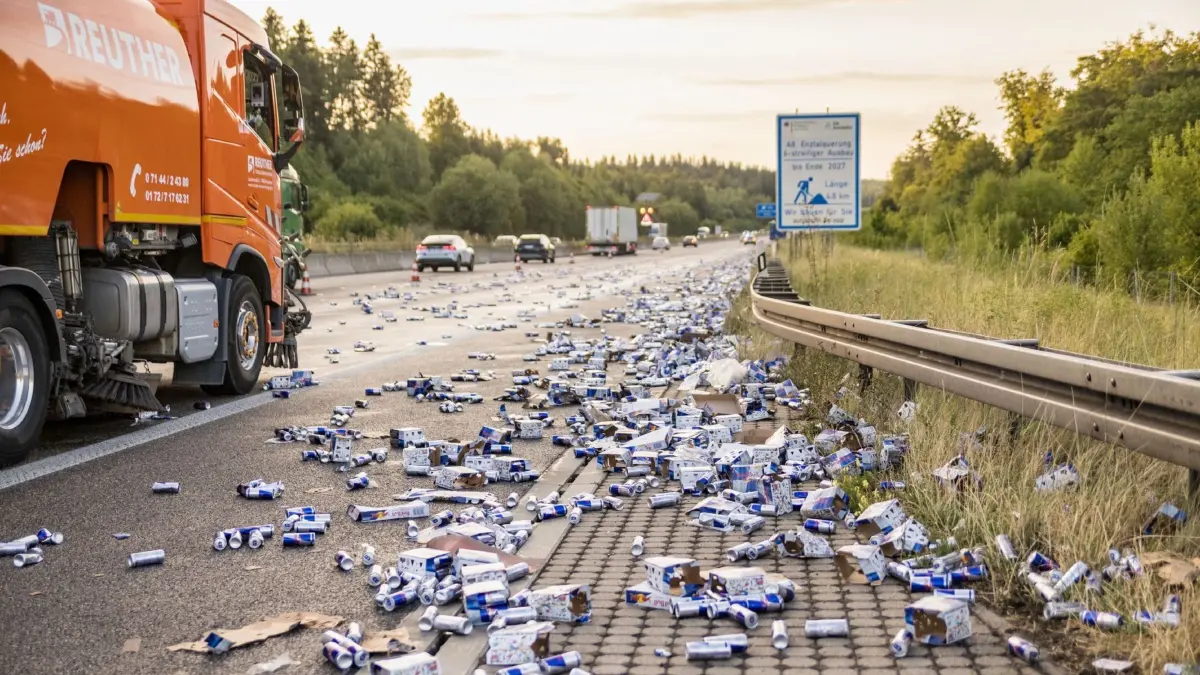 A8 zwischen Stuttgart und Karlsruhe: Lkw verliert Hunderte ...
