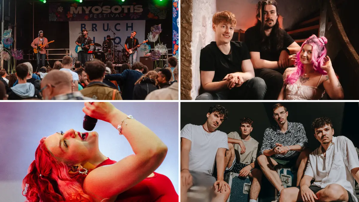 Beim diesjährigen Myosotis-Festival in Schmiden (links oben eine Aufnahme vom August 2025) sind Bands wie Tomorrow in your hands (rechts oben), Zweifel und Maiva (links unten) mit dabei.