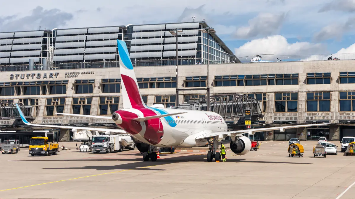 Stuttgart, Germany - June 16, 2024: Eurowings Airbus A320 airplane at Stuttgart Airport (STR) in Germany.