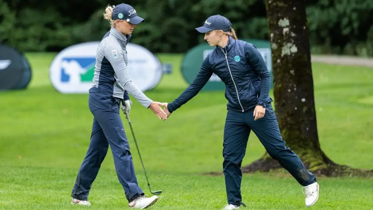 Golf, Final Four 2025, GC Solitude, Solitude-Kapitänin Sophia Zeeb (li.) und Sophie Renner