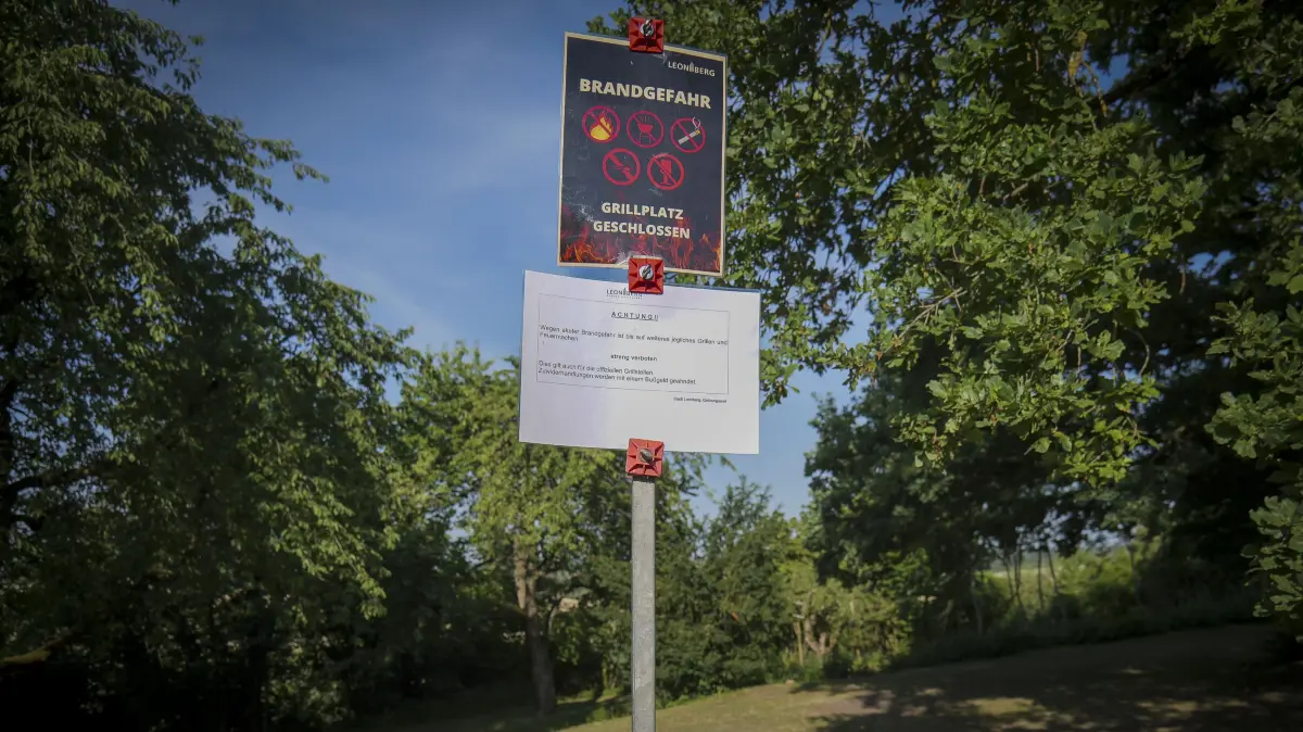 Leonberg Gebersheim - gesperrte Grillplatz wegen Brandgefahr durch extreme Hitze