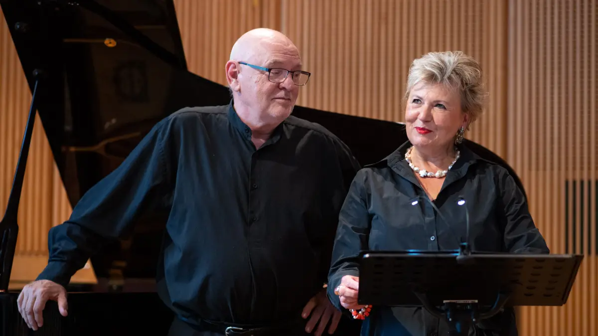 Christoph Ewers (Klavier), Sabine Duffner (Rezitation), BBKZ, 20. Internationale Sommerserenaden unter dem Titel Heimspiel!, Musikschule SMTT Sindelfingen, 03.09.2023
Foto: Eibner-Pressefoto/Michael Memmler