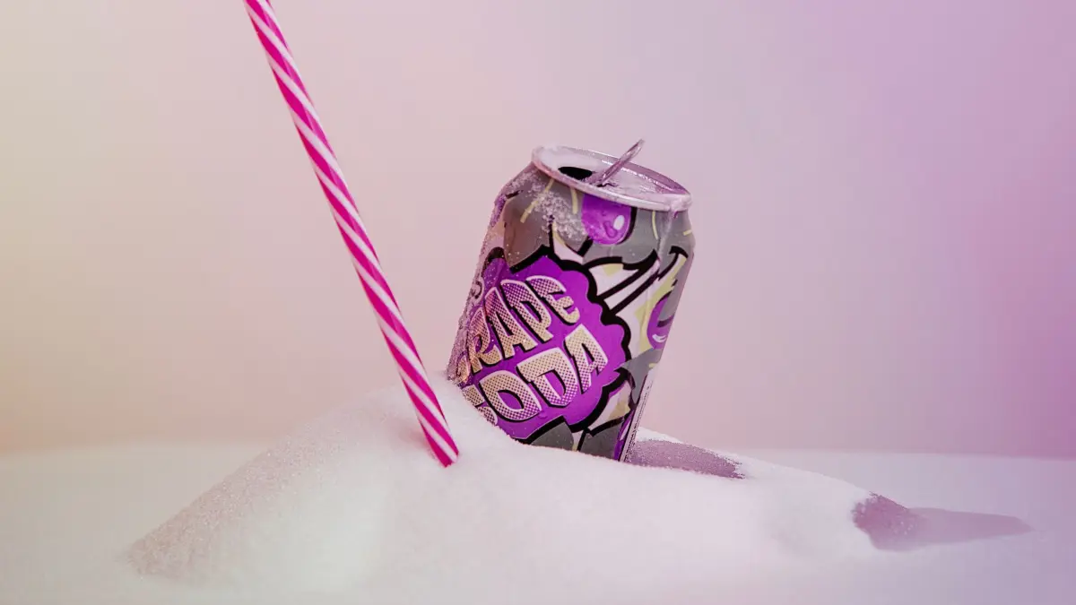 Soda-Dose auf Zuckerberg: ILLUSTRATION - Süße Erfrischung mit Folgen: Viele Limonaden und Eistees liefern hohe Zuckermengen, ohne satt zu machen oder Nährstoffe zu bieten. (zu dpa: «Limo, Eistee, Cola: So sehr zahlen sie aufs Zuckerkonto ein») Foto: Anna Hirte/dpa-mag - Honorarfrei nur für Bezieher des Dienstes dpa-Magazin +++ dpa-Magazin +++