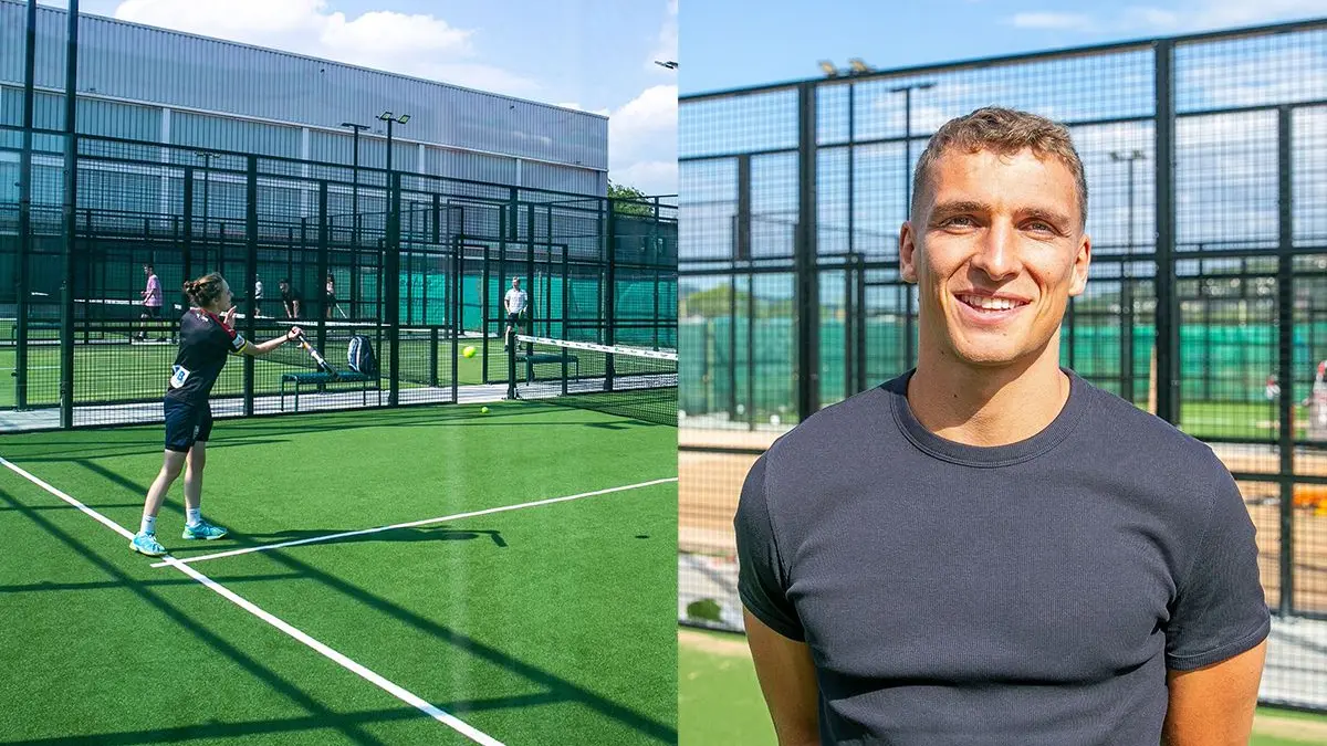 Grischa Prömel bei der neuen Padel-Anlage im Sportpark Weil