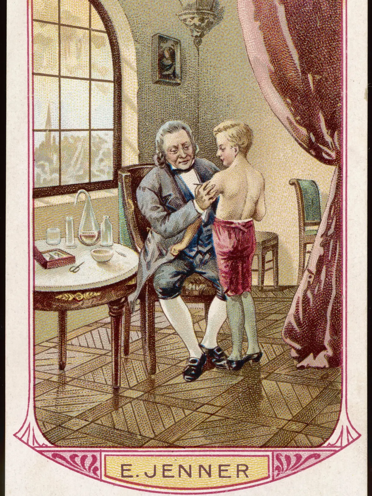 Der englische Arzt Edvard Jenner verabreicht 1796 seinen Pocken-Impfstoff.