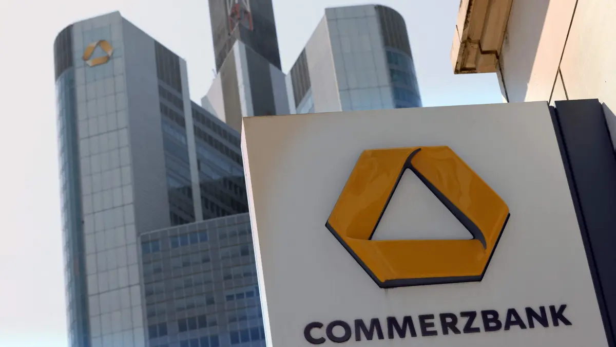 GERMANY-FINANCE-BANKING-UNICREDIT: The Commerzbank Tower is pictured in Frankfurt, Germany, on August 3, 2026. (Photo by Daniel ROLAND / AFP)
