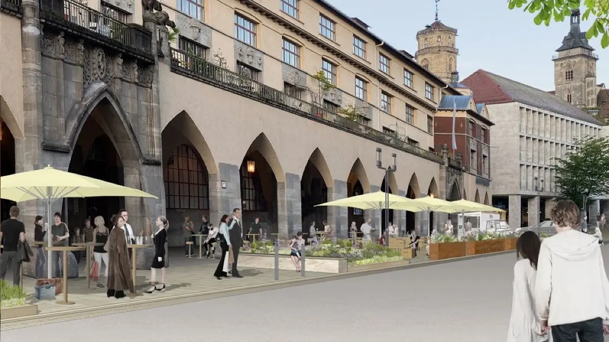 Visualisierung Dorotheenstraße vor der Markthalle in Stuttgart