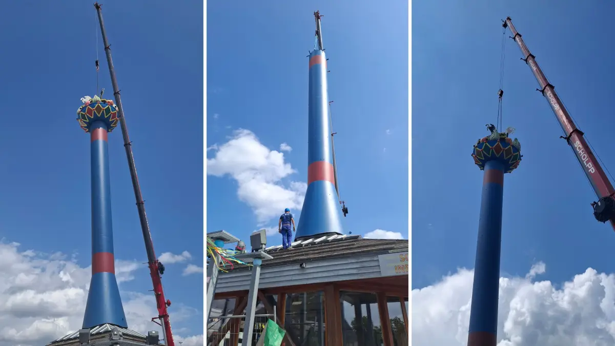 Neue Fruchtsäule auf dem Cannstatter Wasen steht