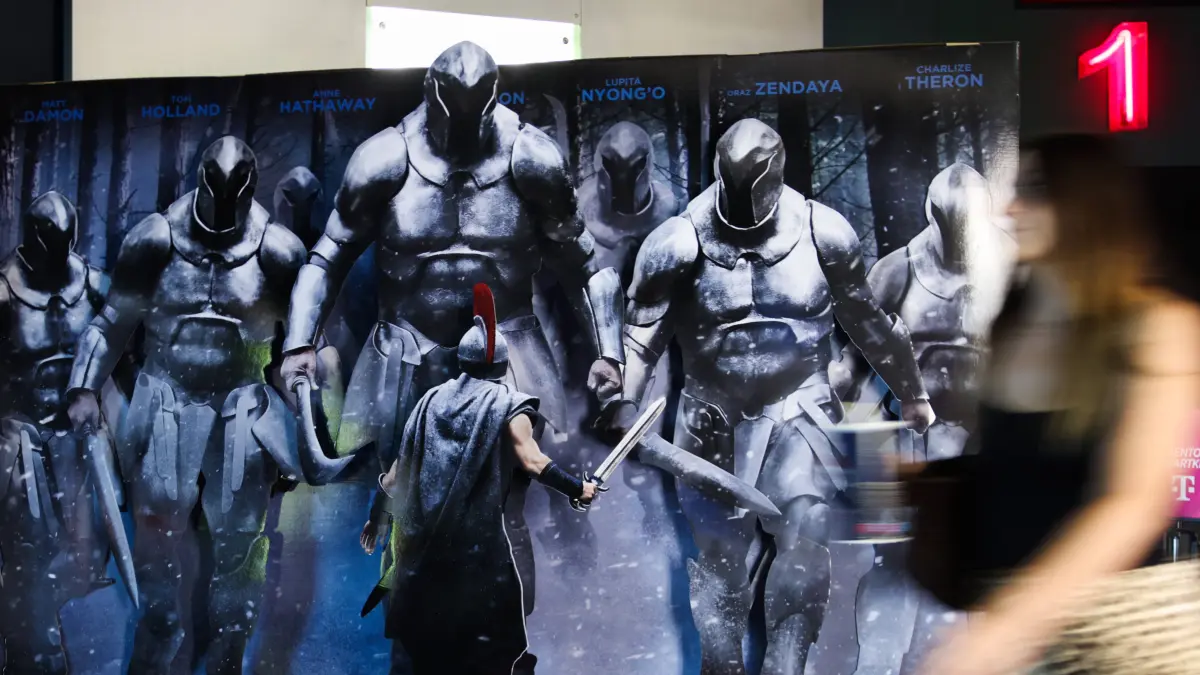 Economy And Business In Poland A promotional standee for The Odyssey movie directed by Christopher Nolan is seen at IMAX cinema in Krakow, Poland on August 5th, 2026. Krakow Poland PUBLICATIONxNOTxINxFRA Copyright: xBeataxZawrzelx originalFilename: zawrzel-economya260805_npMeX.jpg