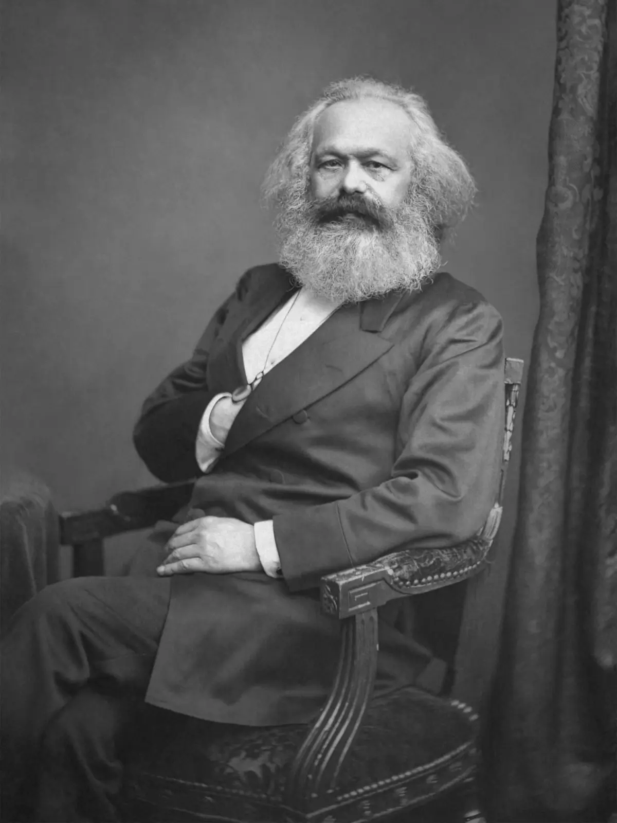 Porträt von Karl Marx, fotografiert von John Jabez Edwin Mayall im Jahre 1875 in London