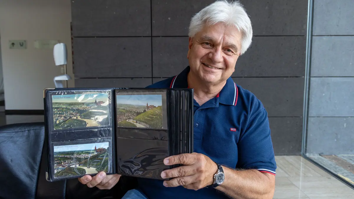 Weinberg an der Neuen Weinsteige: Historische Fotos vom Weinberg und dem kleinen Schloss an der Neuen Weinsteige werden präsentiert.