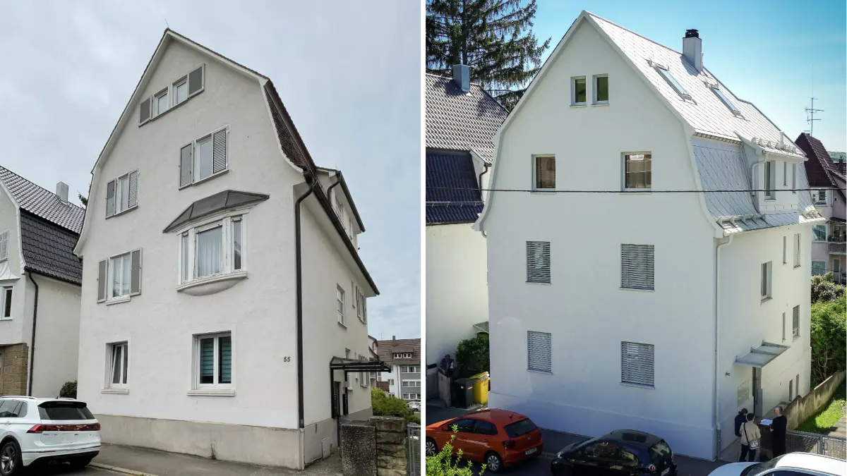 Vorher-Nachher: Gestalterisch überzeugender Umbau eines Mehrfamilienhauses in Stuttgart durch den Architekten Stephan Obermaier
