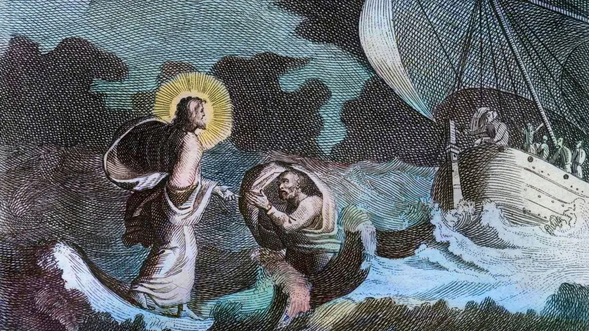 Jesus geht über das Wasser: Gravur von 1811